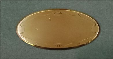 Messingschild oval, 130 x 65mm, poliert, mit Filet