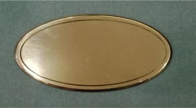 Messingschild oval, 130 x 65mm, poliert, mit einfachem Filet