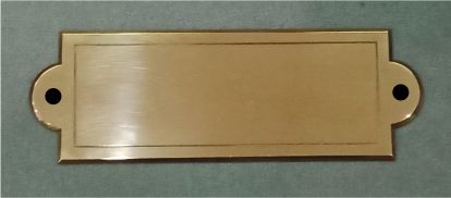 Messingschild 115 x 40mm, poliert, mit &quot;Ohren&quot; und Filet