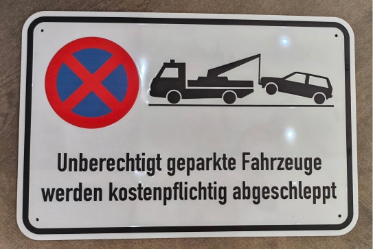 Aluminiumschild gepr&#228;gt mit Abschleppzeichen gross