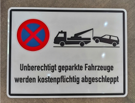 Aluminiumschild gepr&#228;gt mit Abschleppzeichen klein